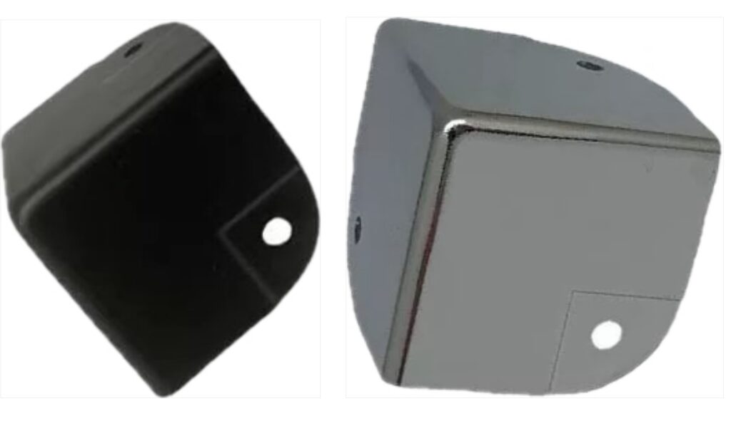 Square corner protectors, silver and black